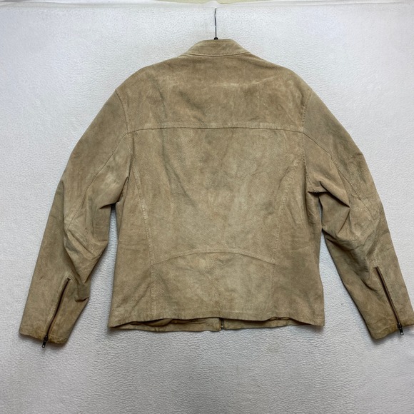 Wilsons Leather M Julian Moto Suede Jacket Mens L Tan Lined Racer - Picture 15 of 15